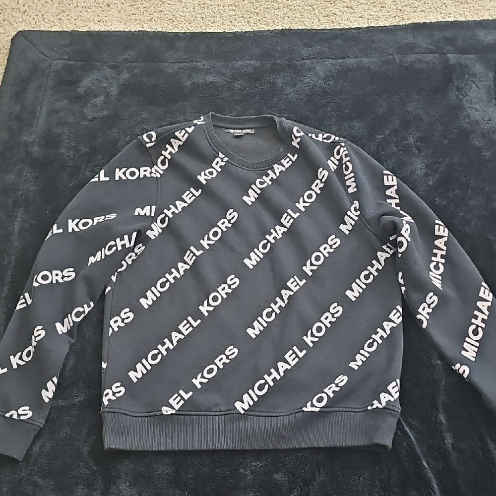 Michael Kors Logo Print Black Crewneck Sweater